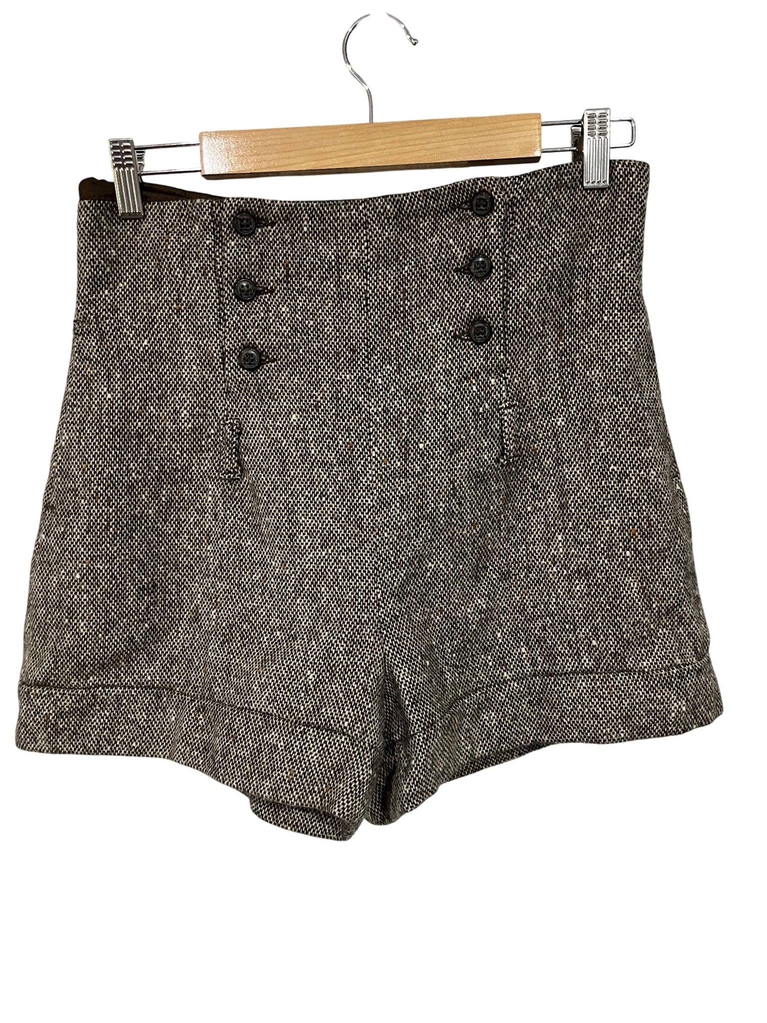 Pinko High-Waisted Tweed Sailor Shorts Brown - Image 1