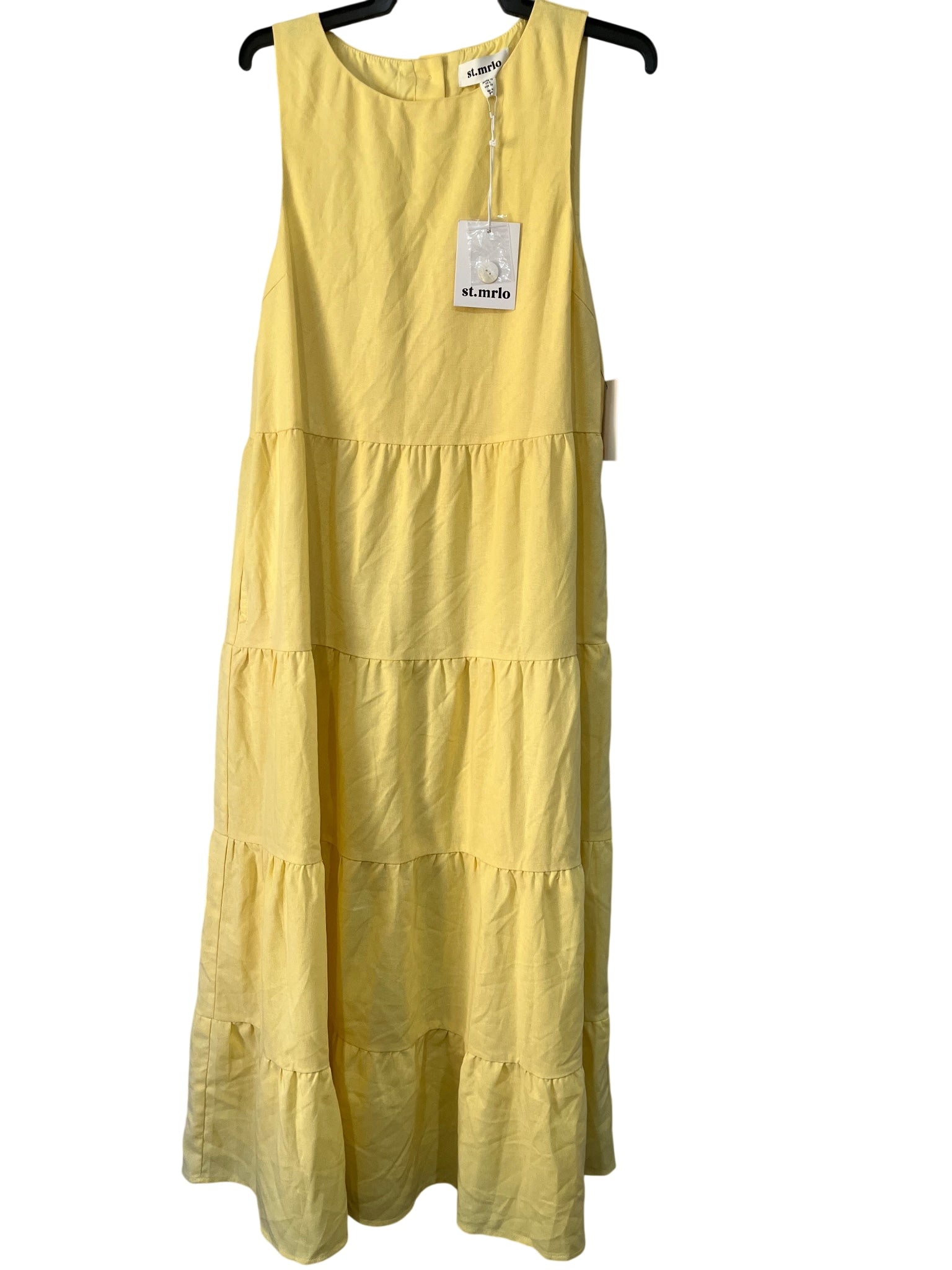 st.mrlo Byron Tiered Midi Dress Powder Yellow Size 10 - Image 1