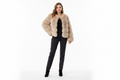 Women's Beige Faux Fur Shaggy Tiered Jacket