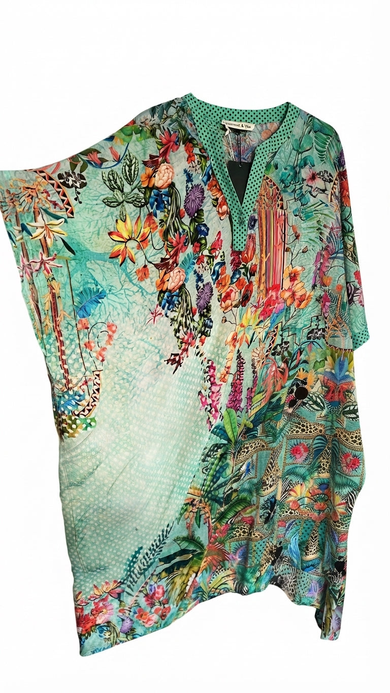 Hammock & Vine Floral Print Kaftan Tunic Top Size 10 - Image 1