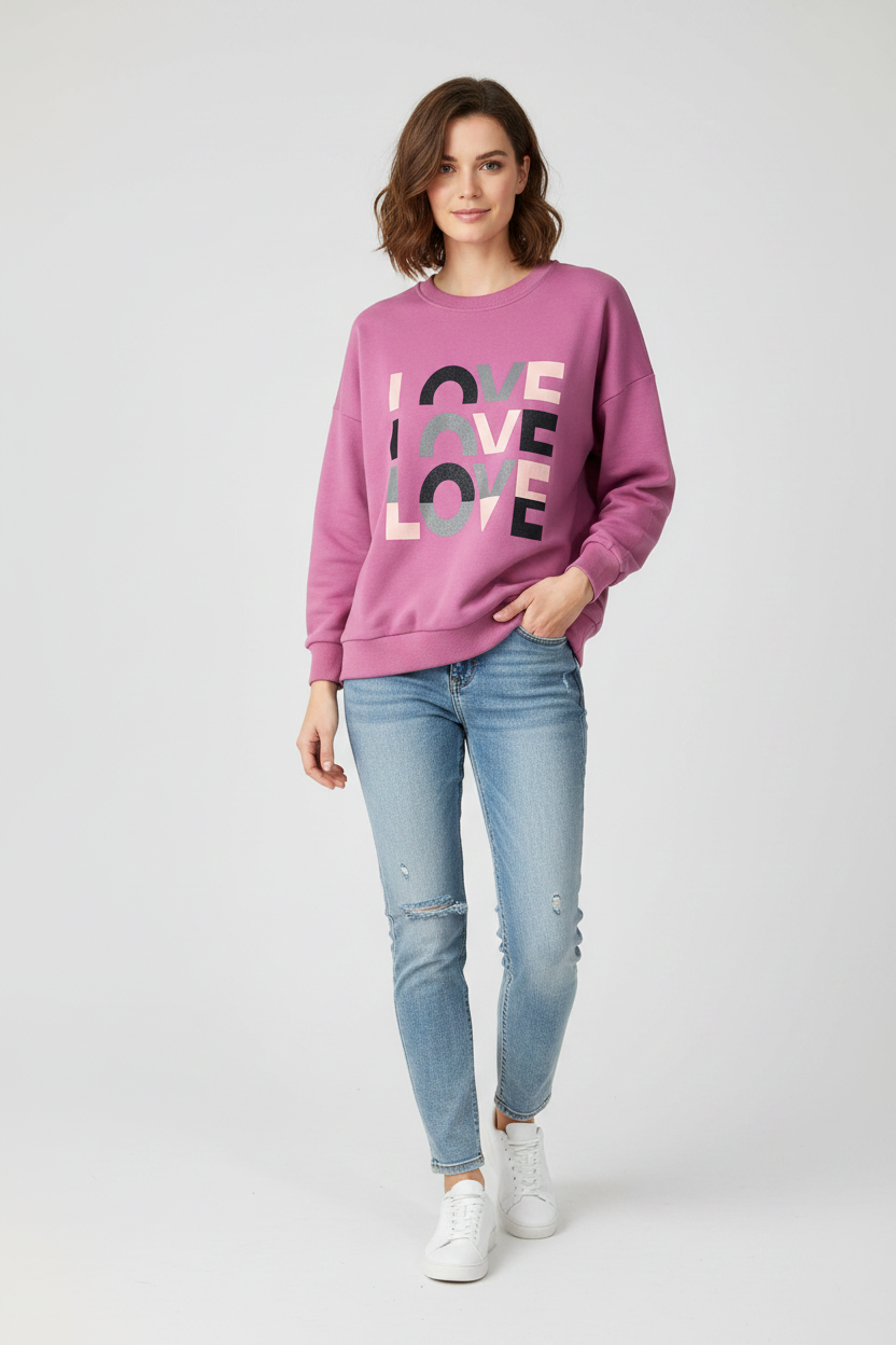 We Are The Others Love Love Love Pink Slouch Sweatshirt