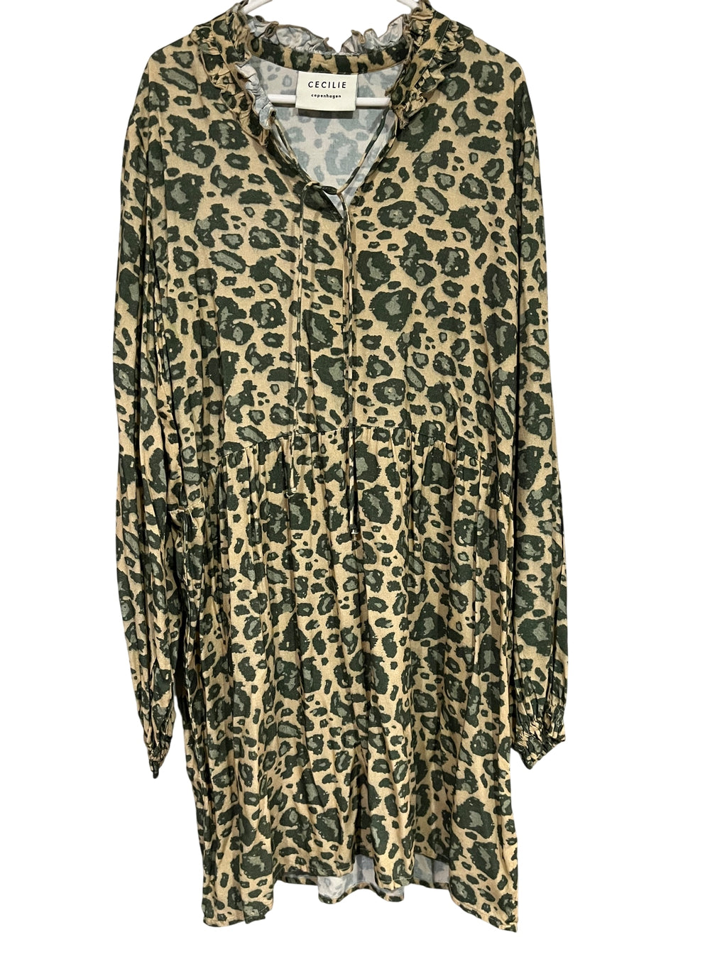 Cecilie Copenhagen Frida Leopard Print Viscose Mini Dress Size M - Image 1