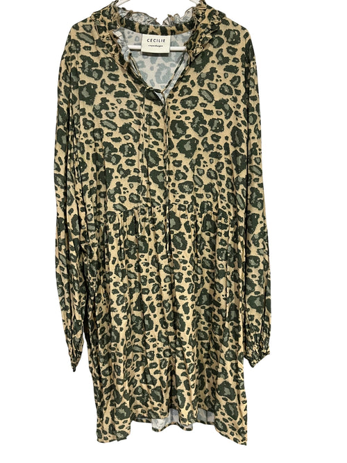Cecilie Copenhagen Frida Leopard Print Viscose Mini Dress Size M - Image 1