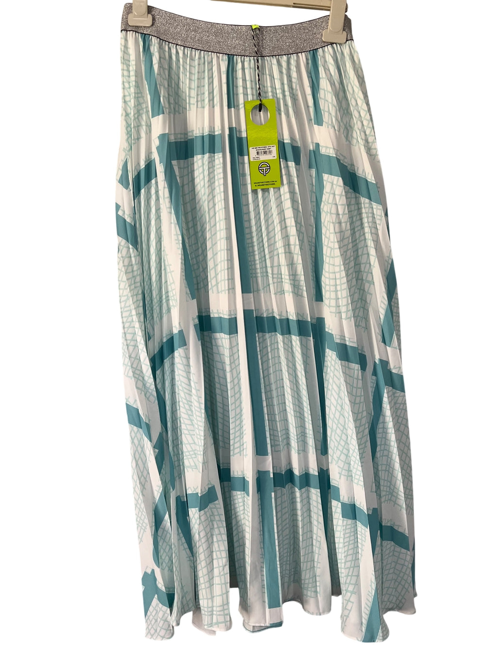 We Are The Others Simone Pleat Skirt Teal Print Size XL - Image 1