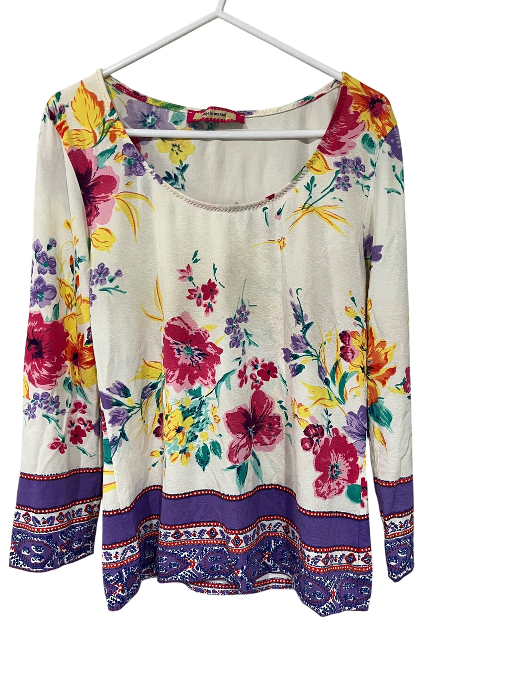 Angelo Marani Floral Print Long Sleeve Blouse - Image 1