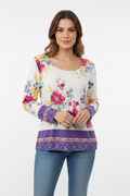 Angelo Marani Floral Print Long Sleeve Blouse