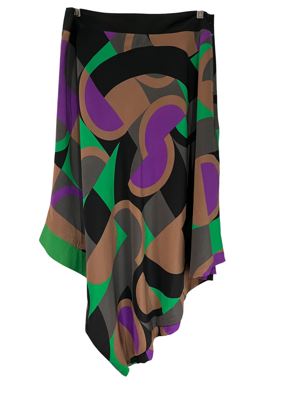 MISSONI Geometric Print Silk Asymmetrical Midi Skirt - Image 1