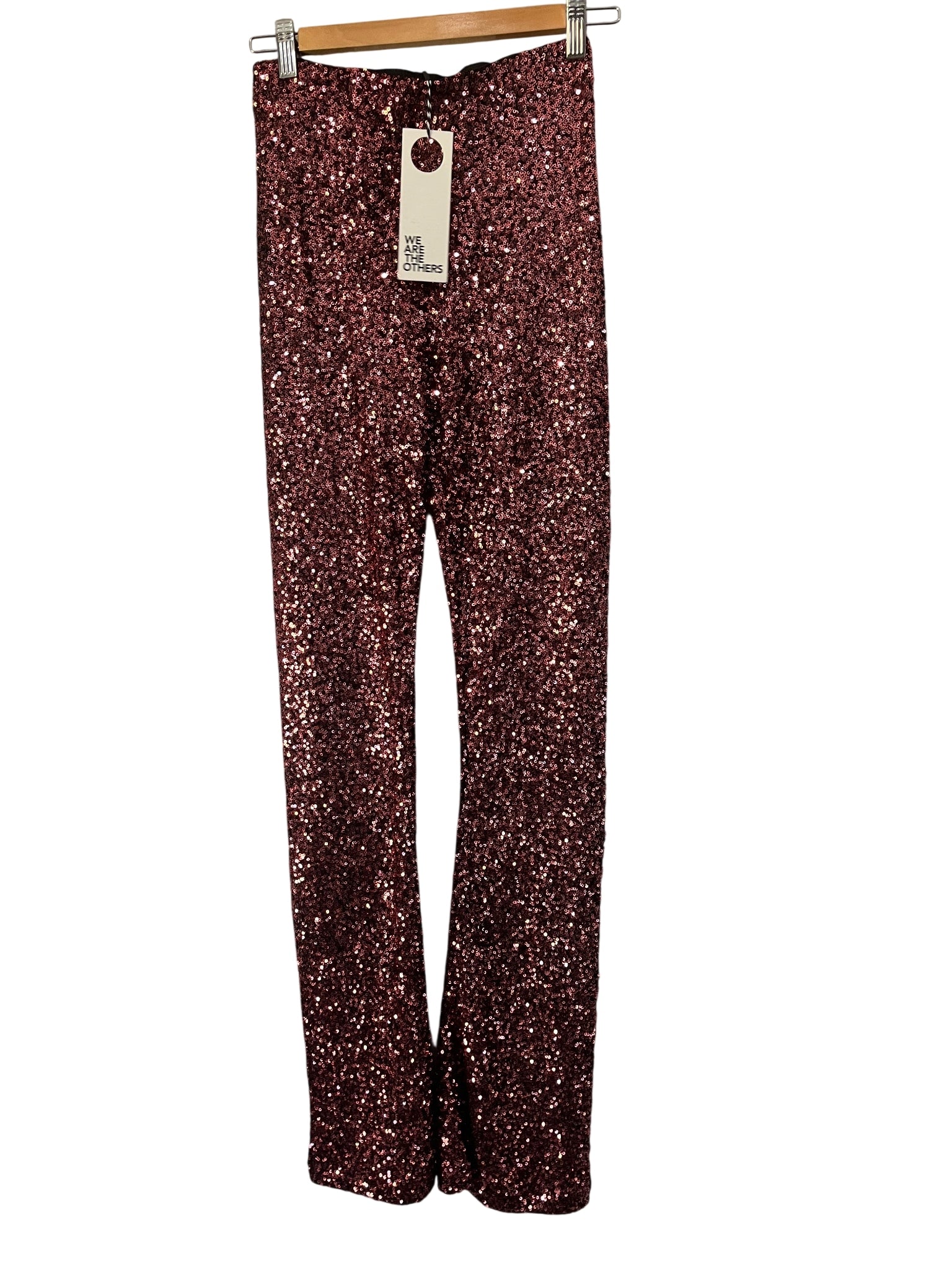 We Are The Others Gloria Sequin Flare Pants Rose Gold - Image 1