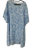 ALESSANDRA Blue Floral Linen Ruffle Sleeve Shift Dress M - Image 1
