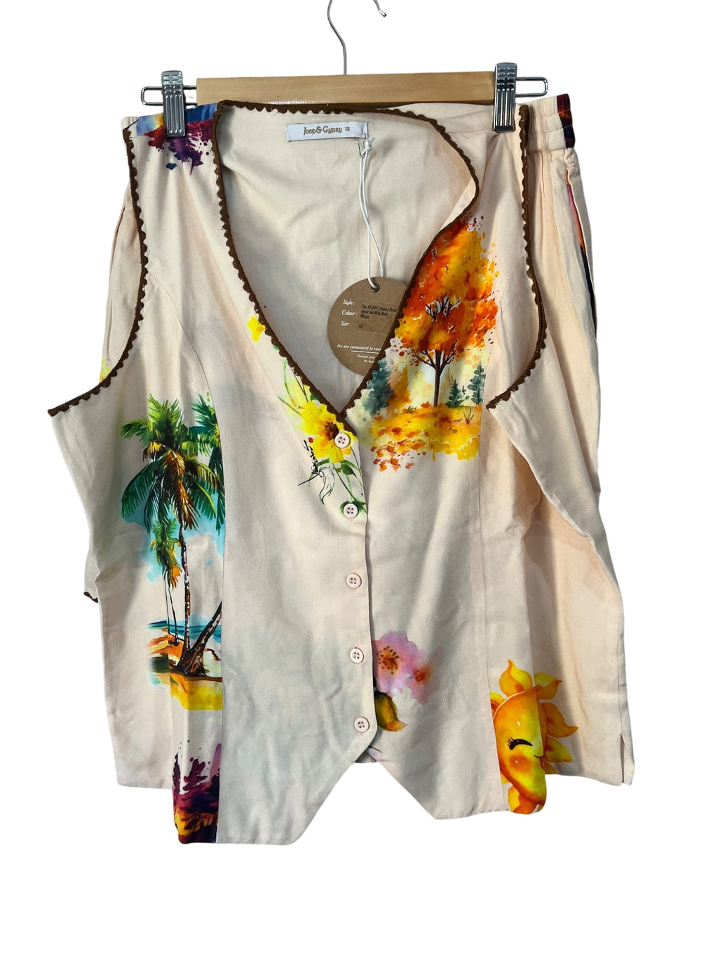 Joop & Gypsy Cactus Print Vest And Shorts Set Size 12 - Image 1