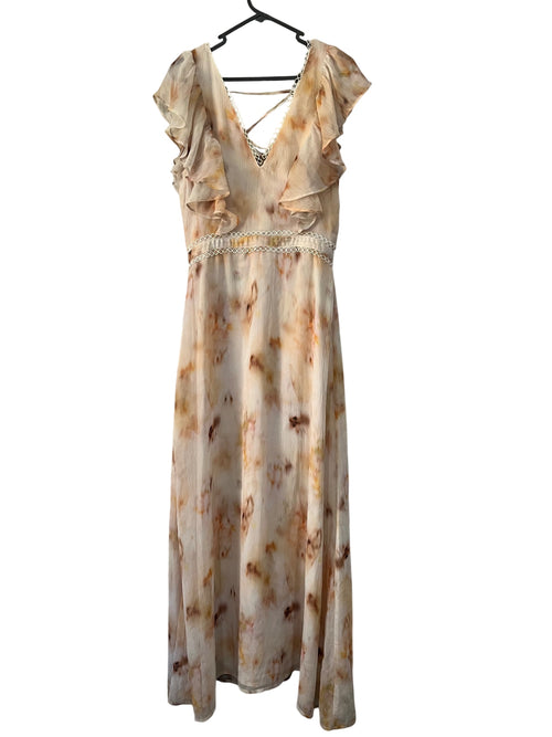BWLDR Abstract Print Ruffle Maxi Dress Size 10 - Image 1