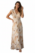 BWLDR Abstract Print Ruffle Maxi Dress Size 10