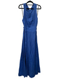 Aureta Blue Linen Cross-Back Maxi Dress - Image 1