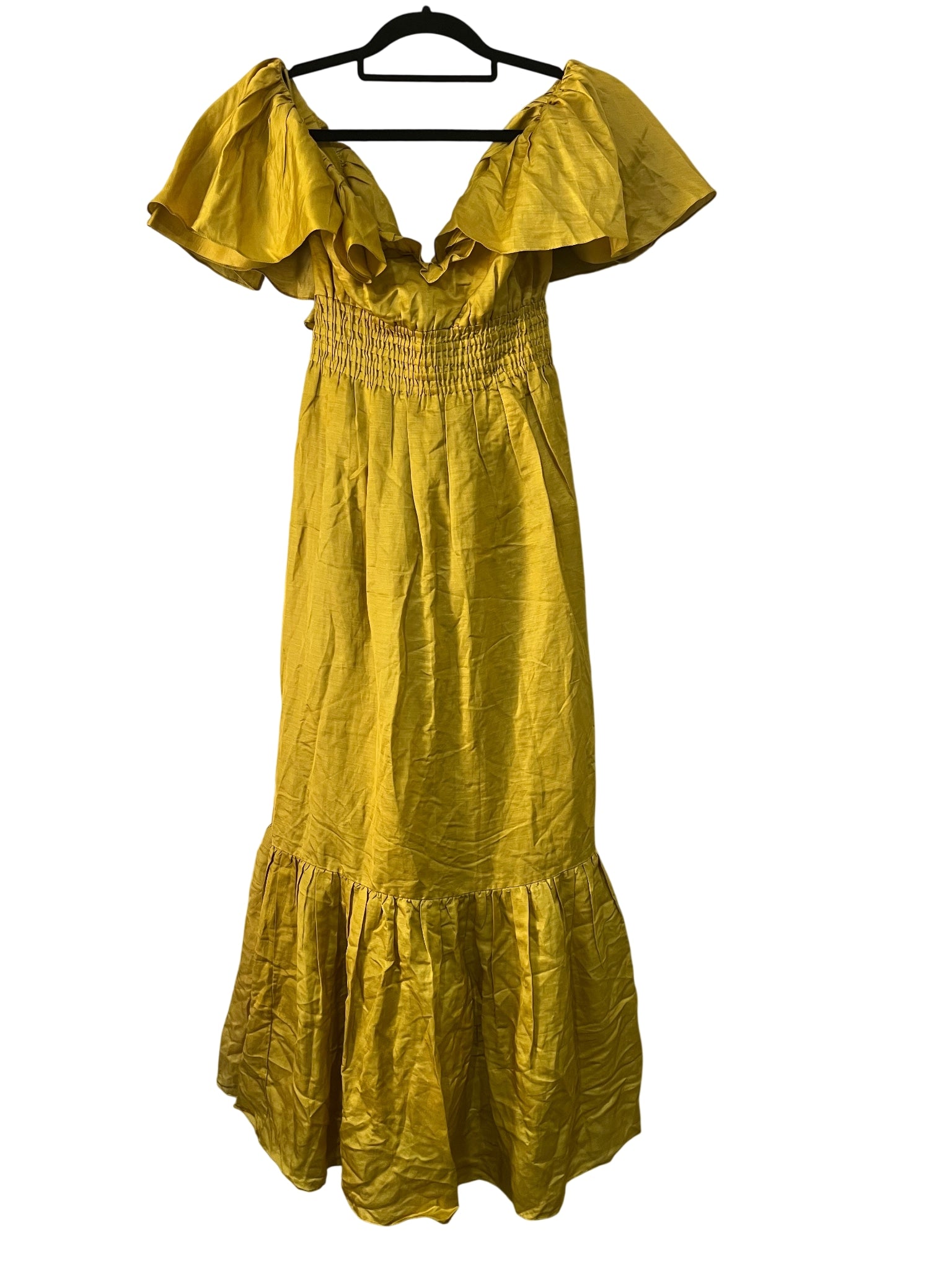 Rooh Collective Mustard Yellow Ruffle Maxi Dress Size S rrp $499 - Image 1