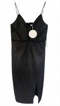 Talulah Black Textured Midi Dress With Lace Trim - Image 1