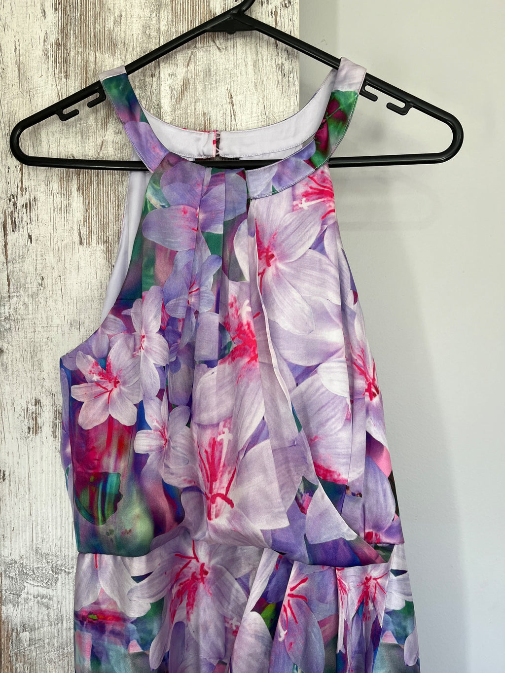 Forever New Floral Silk High-Neck Dress Size 12 - Image 2