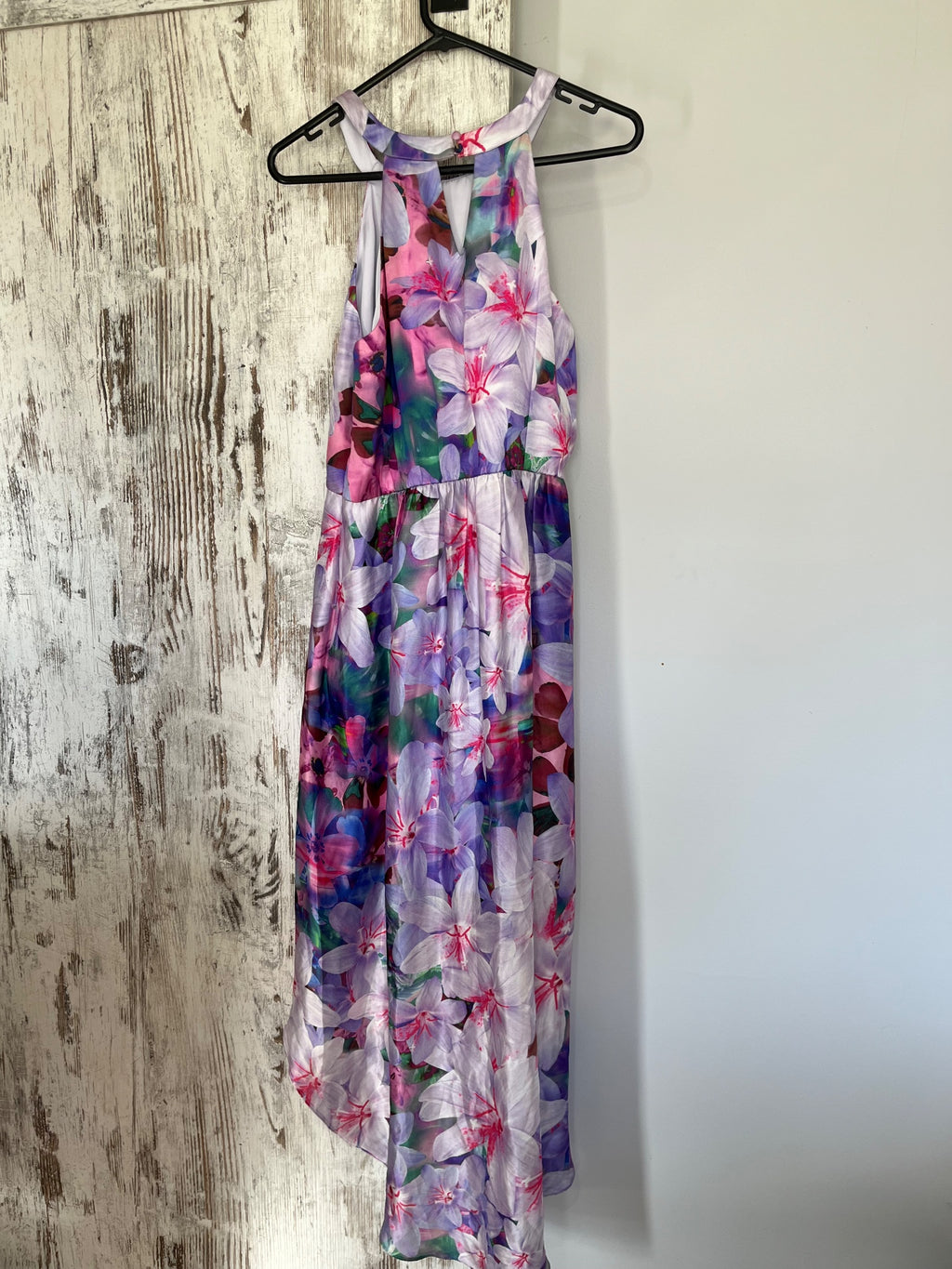 Forever New Floral Silk High-Neck Dress Size 12 - Image 3