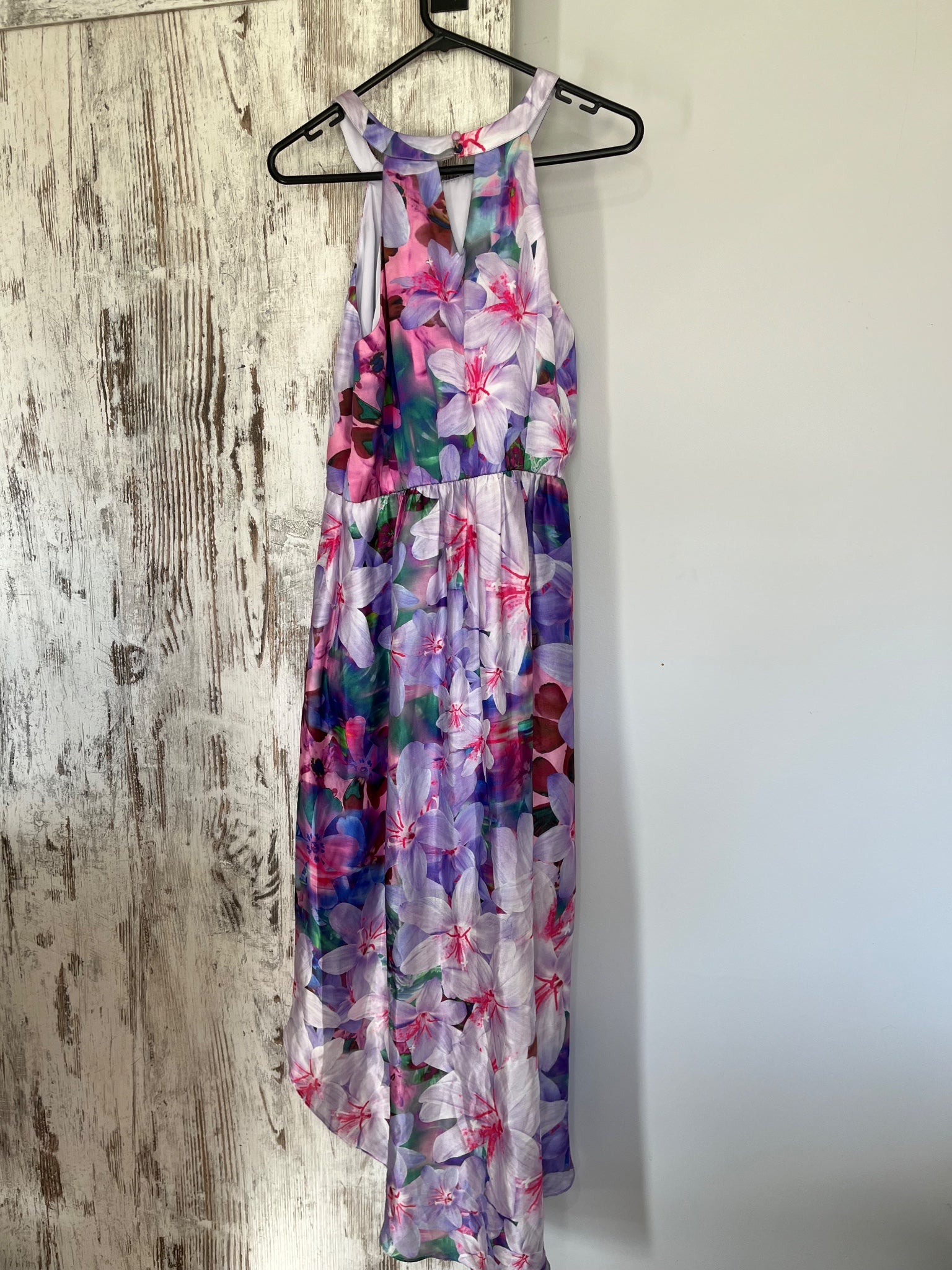 Forever New Floral Silk High-Neck Dress Size 12 - Image 3