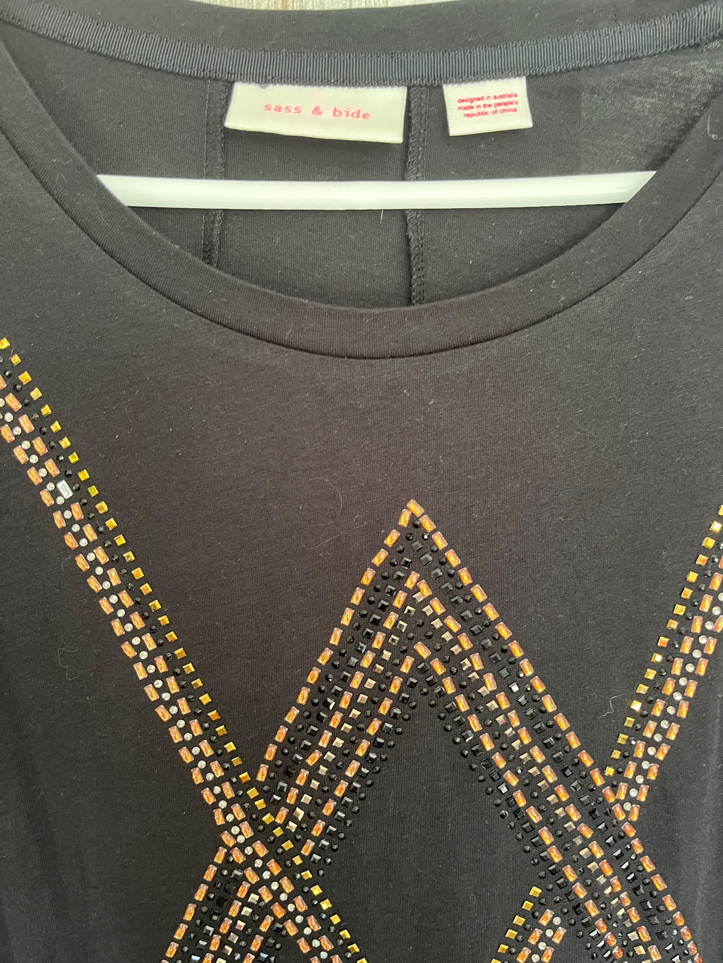 Sass & Bide Black Pima Cotton Embellished Long Sleeve Top - Image 2