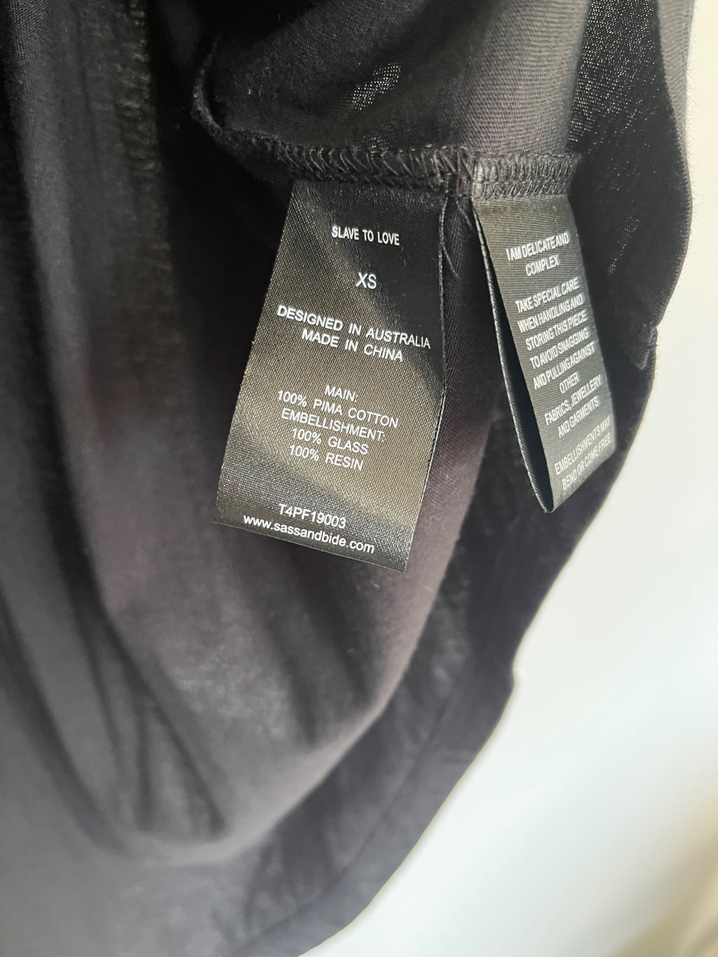 Sass & Bide Black Pima Cotton Embellished Long Sleeve Top - Image 3