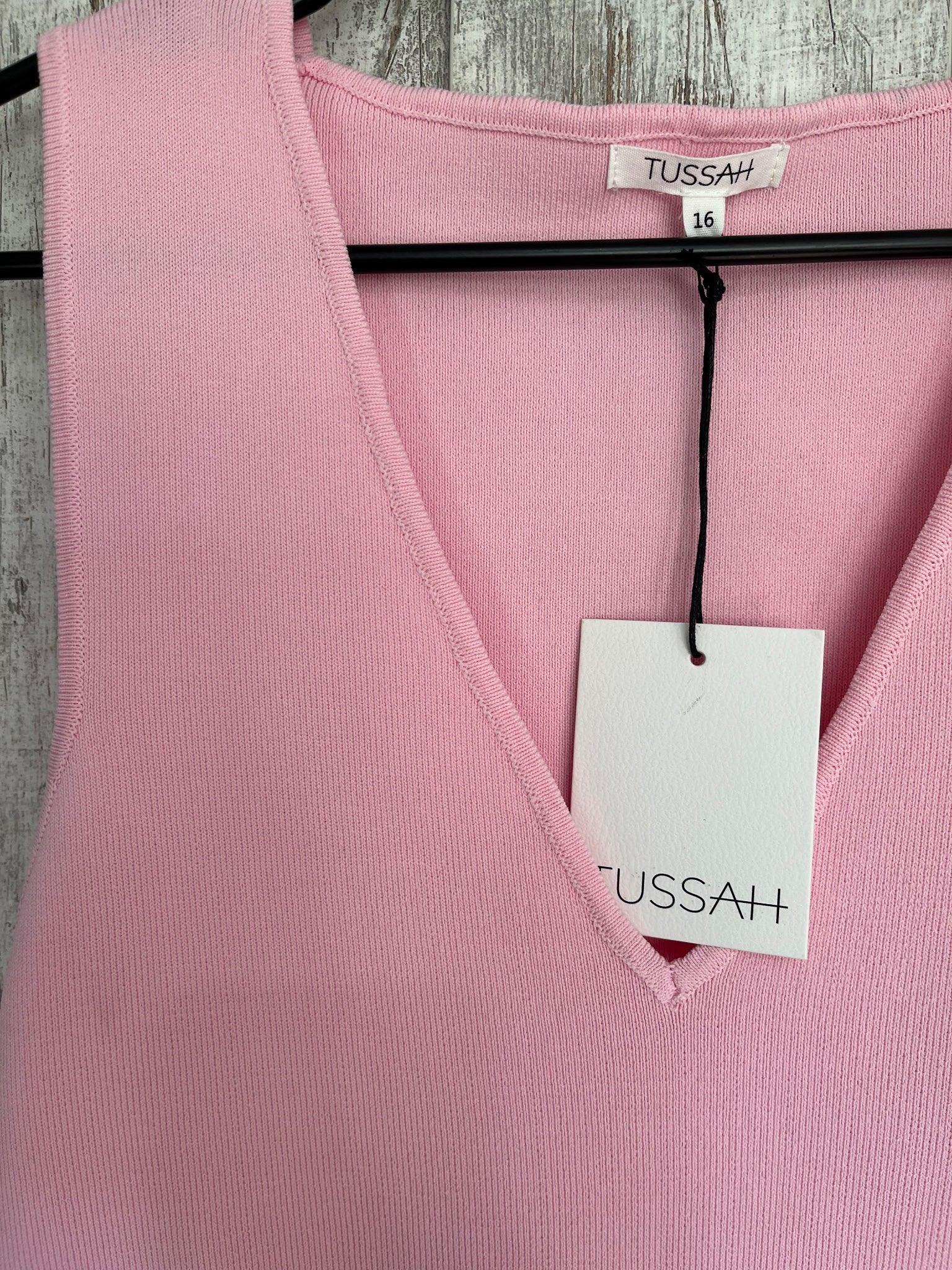 Tussah Pink Sleeveless V-Neck Knit Midi Dress - Image 2