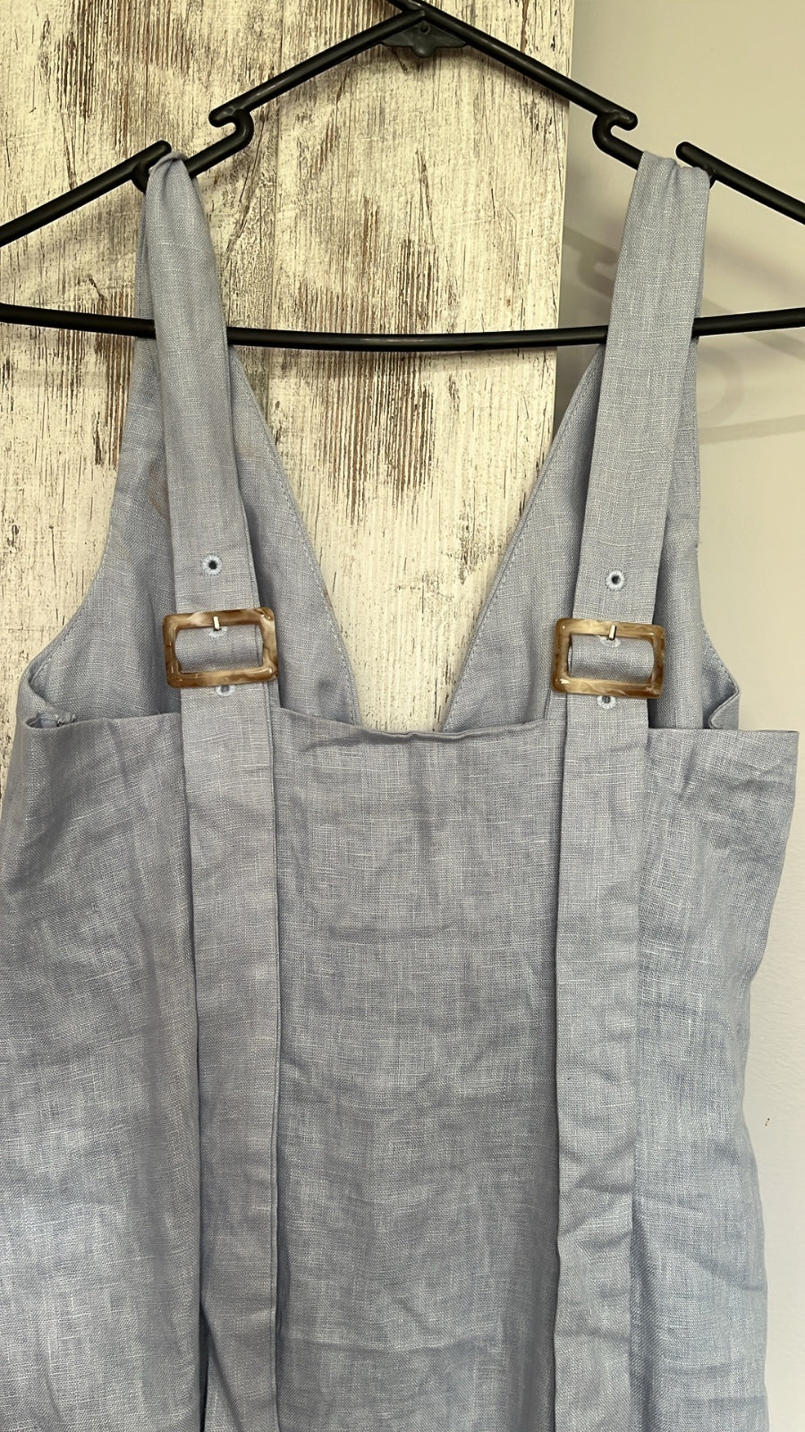 AERE Linen Blend V-Neck Midi Dress - Image 3