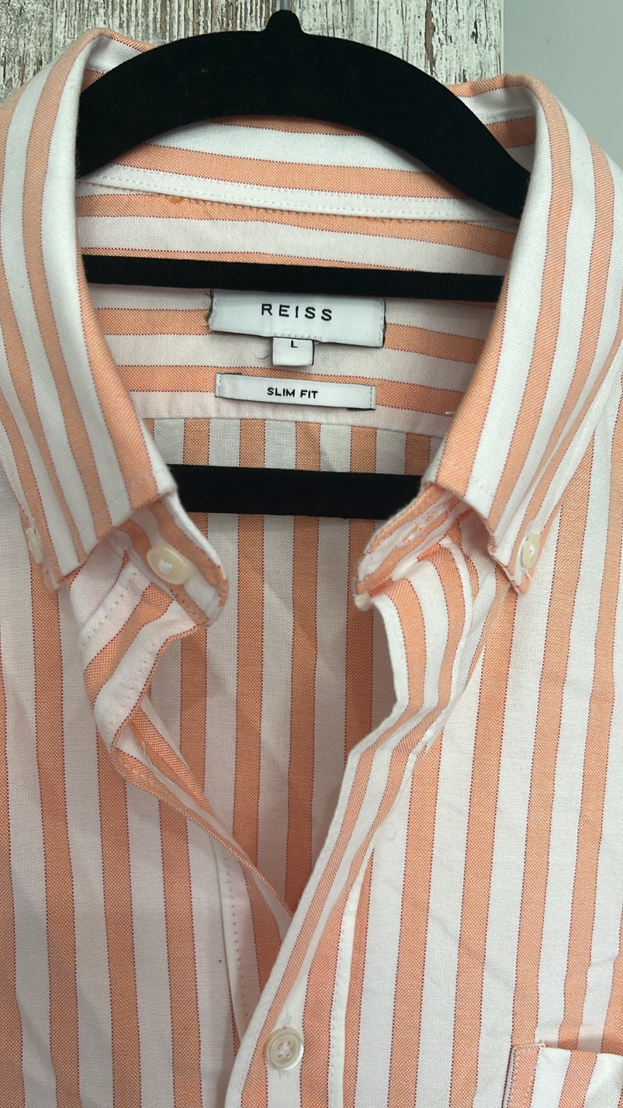 Reiss Women's Orange and White Striped Slim Fit Button-Down Shirt - Image 2