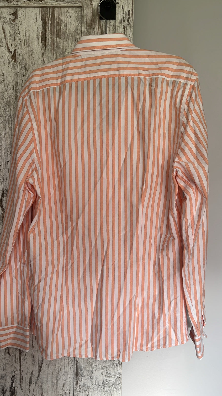 Reiss Women's Orange and White Striped Slim Fit Button-Down Shirt - Image 4