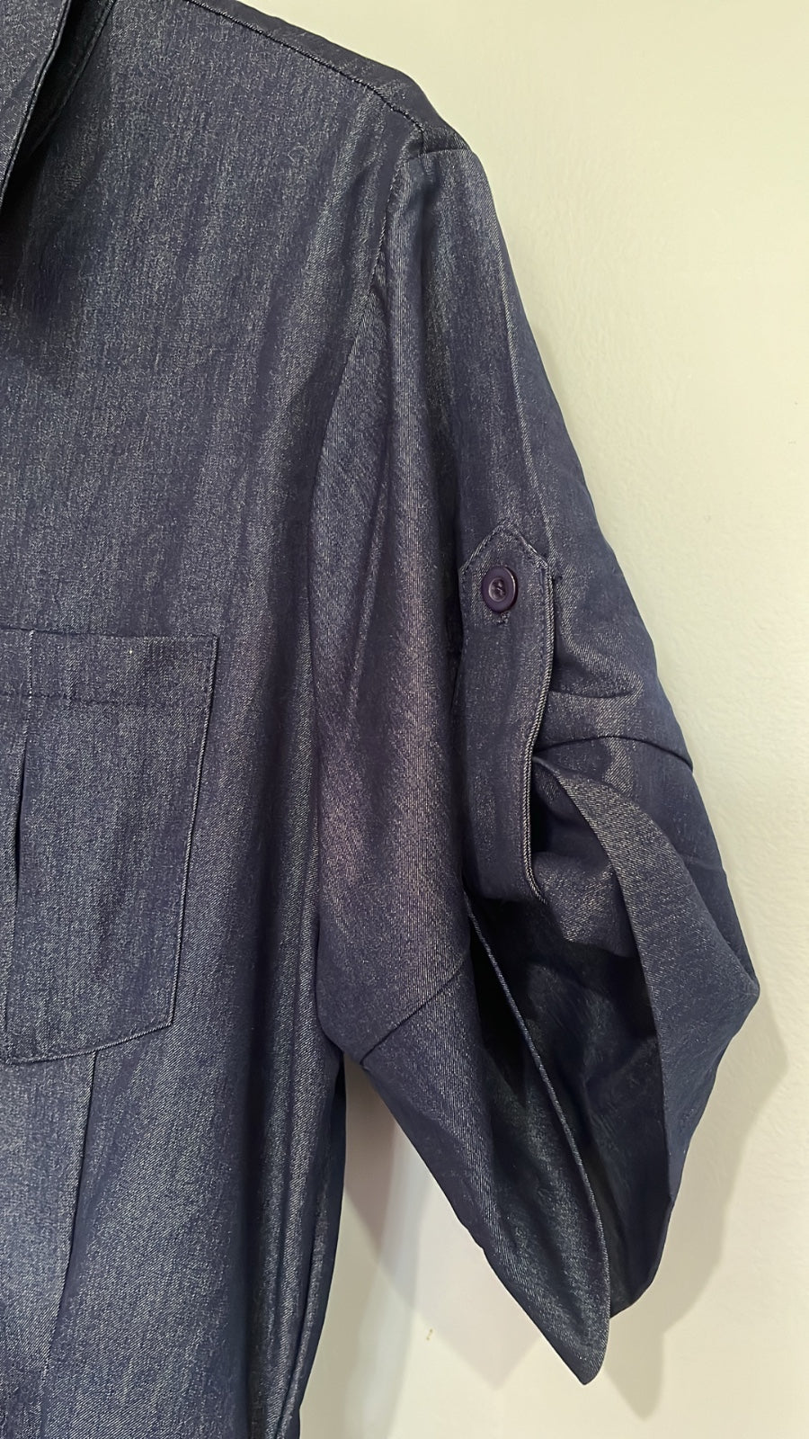 Tussah Midi Shirt Dress Chambray Blue Size 12 - Image 3
