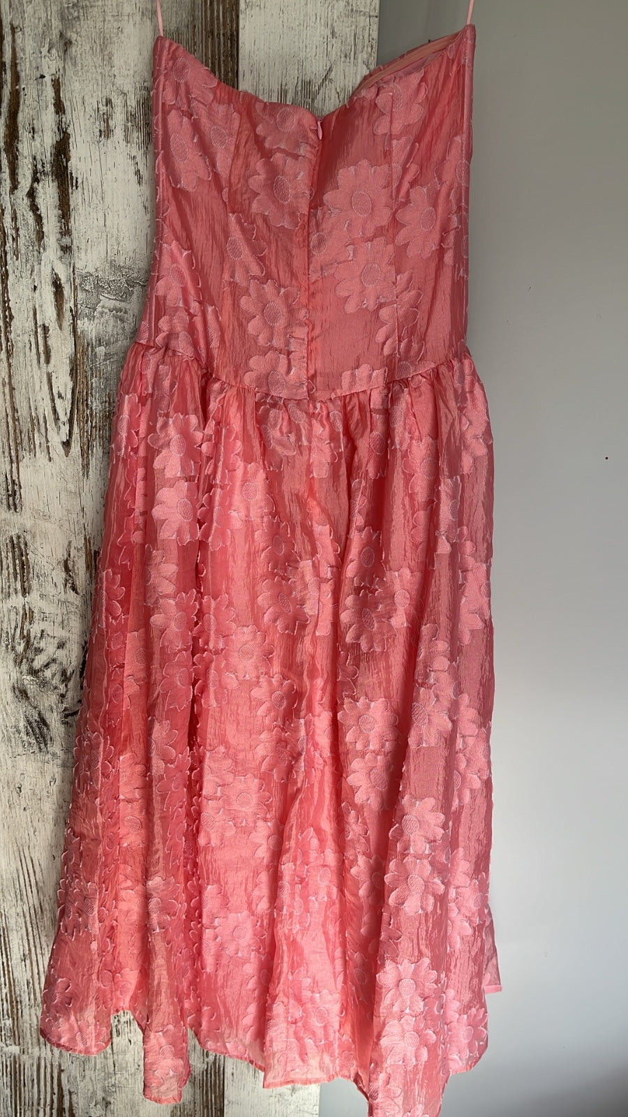 Tussah Pink Floral Jacquard Strapless Midi Dress Size 8 - Image 2