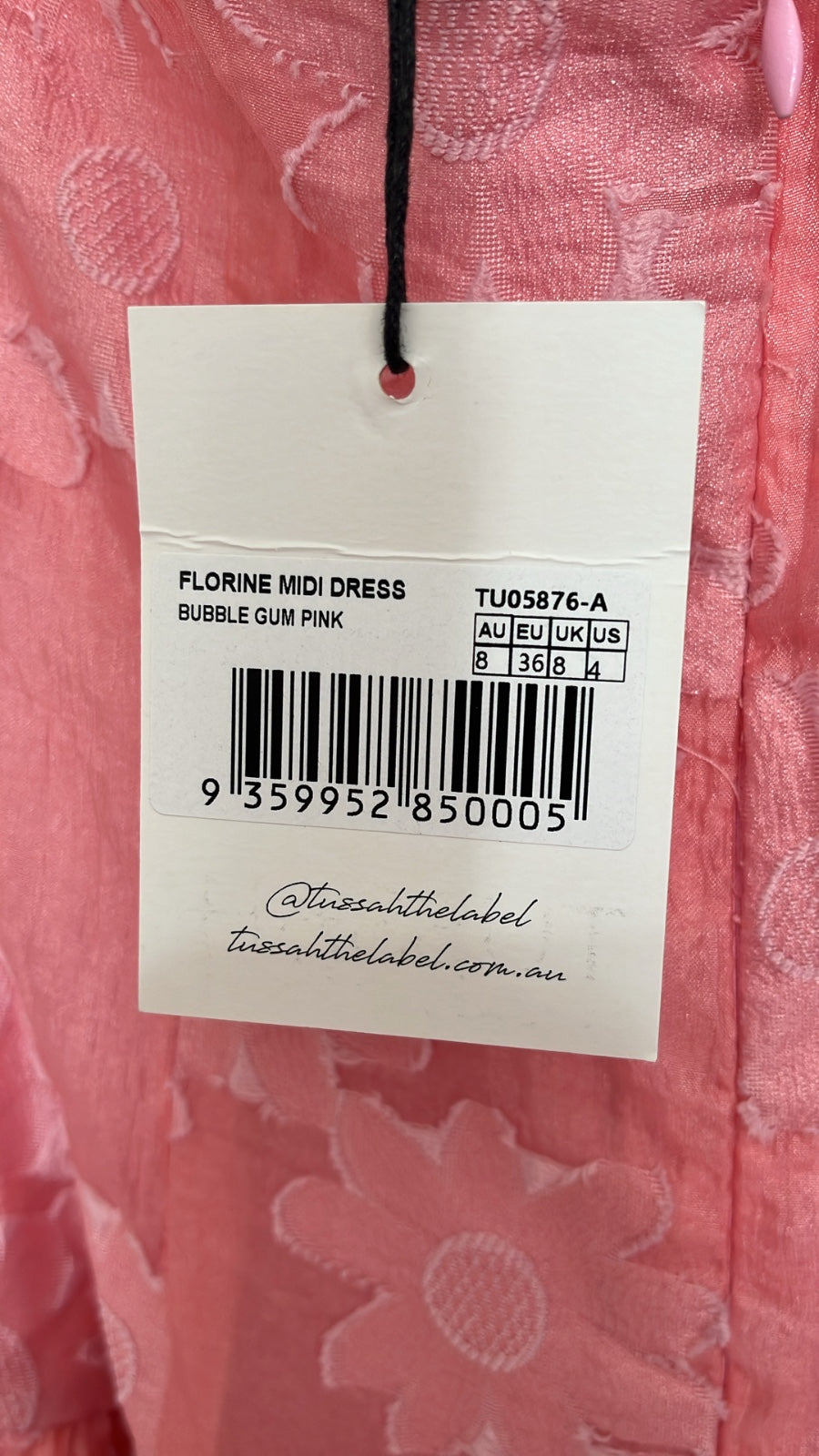 Tussah Pink Floral Jacquard Strapless Midi Dress Size 8 - Image 3