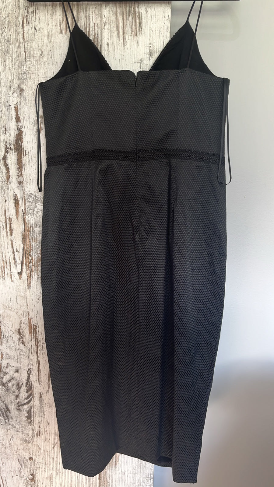 Talulah Black Textured Midi Dress With Lace Trim - Image 3