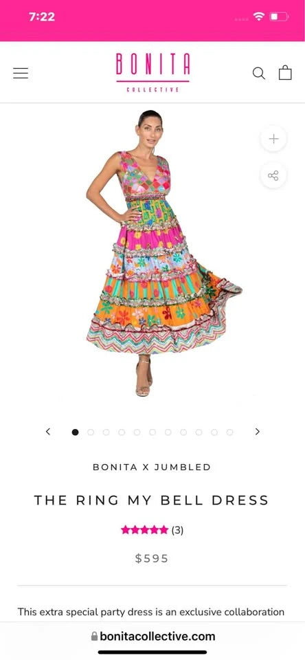Bonita Collective Ring My Bell Dress size S RRP $595 - Image 3