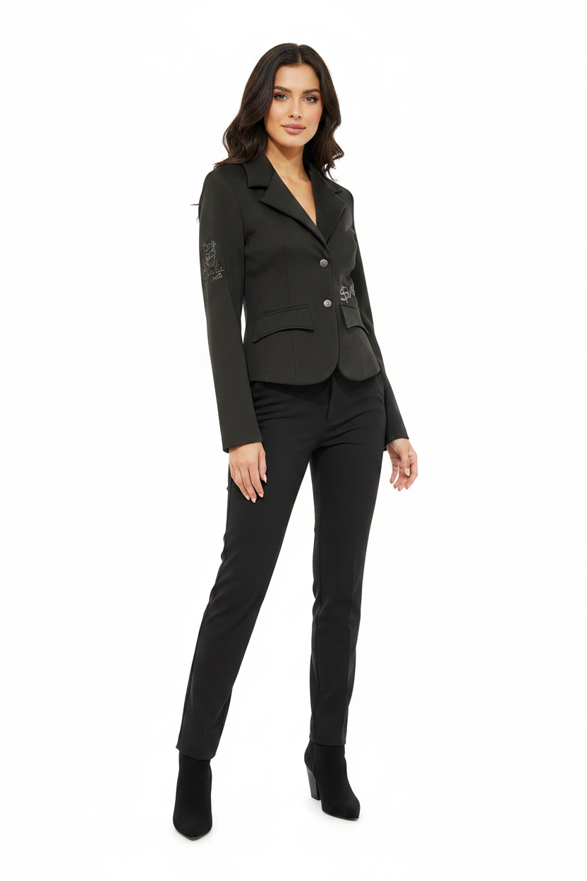 Vintage Monella Vagabonda Black Embroidered Blazer Jacket Size S