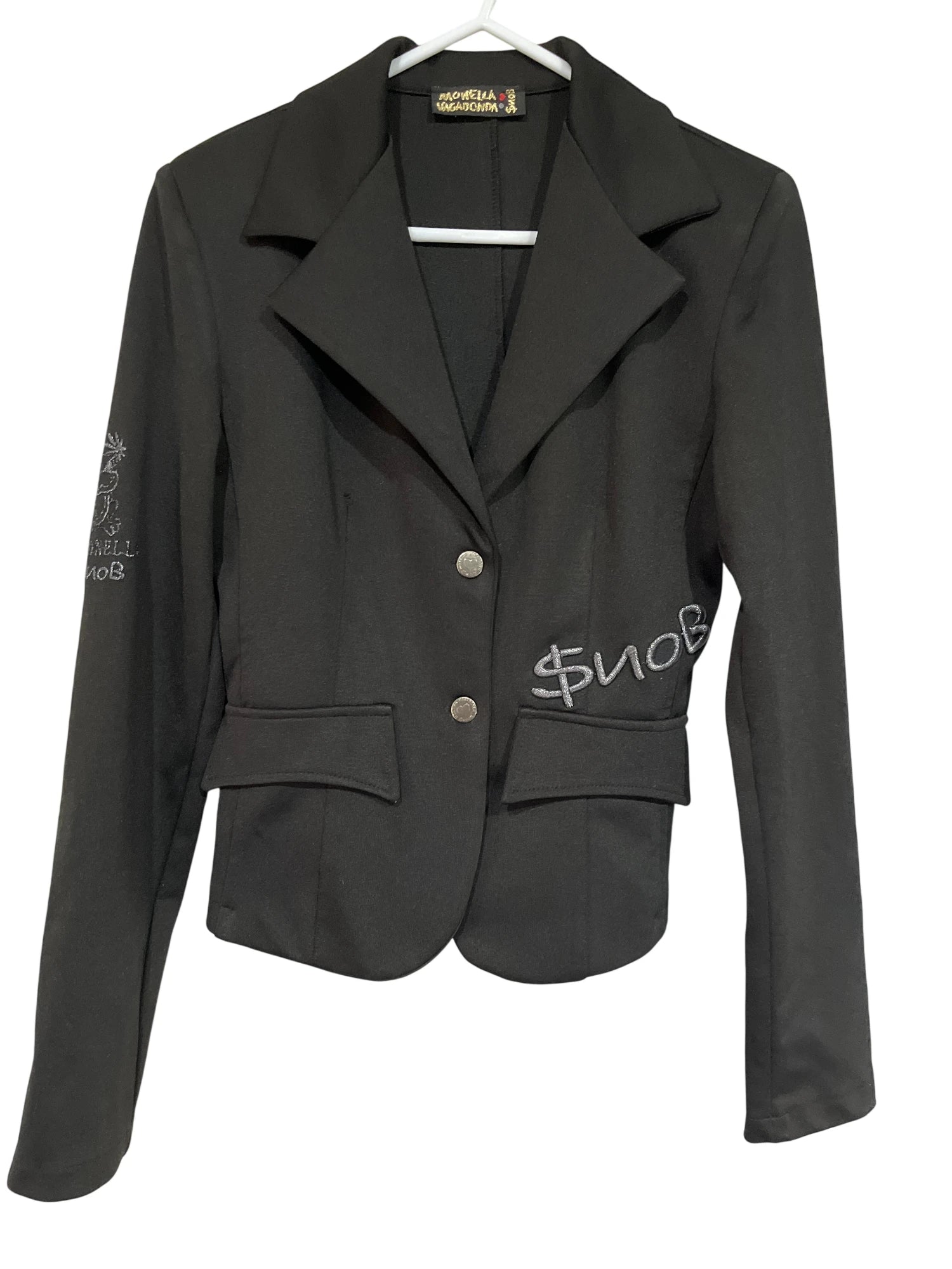 Vintage Monella Vagabonda Black Embroidered Blazer Jacket Size S - Image 1