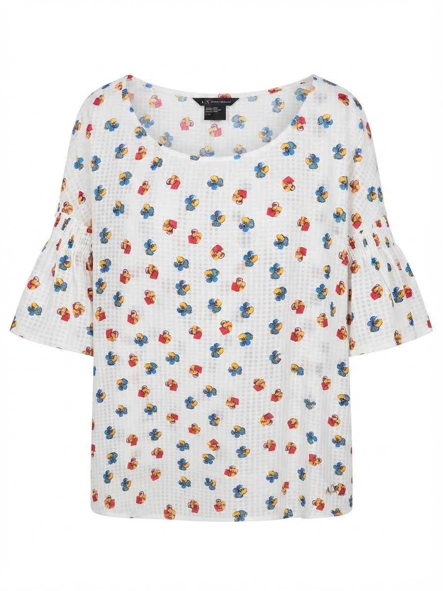Armani Exchange Floral Print Bell Sleeve Blouse - Image 1