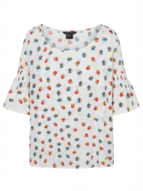 Armani Exchange Floral Print Bell Sleeve Blouse - Image 1