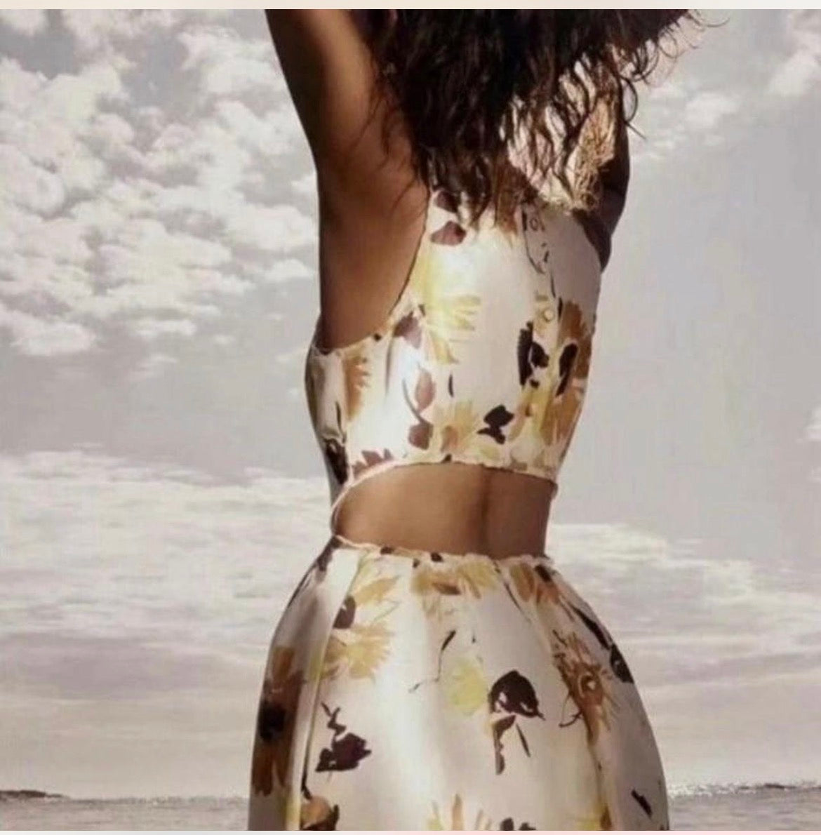 Aje. Tulip Cut Out Mini Dress in Pressed Sunflower RRP $475