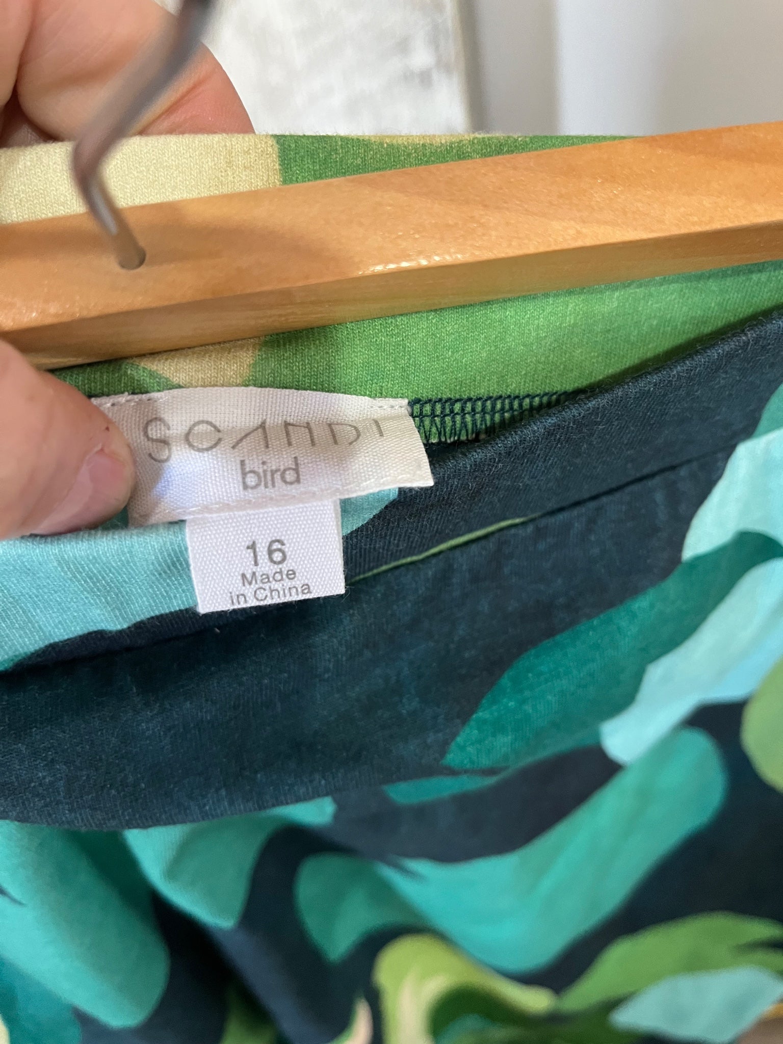 Scandi Bird Water Lily Print Tiered Midi Skirt Size 16 - Image 2