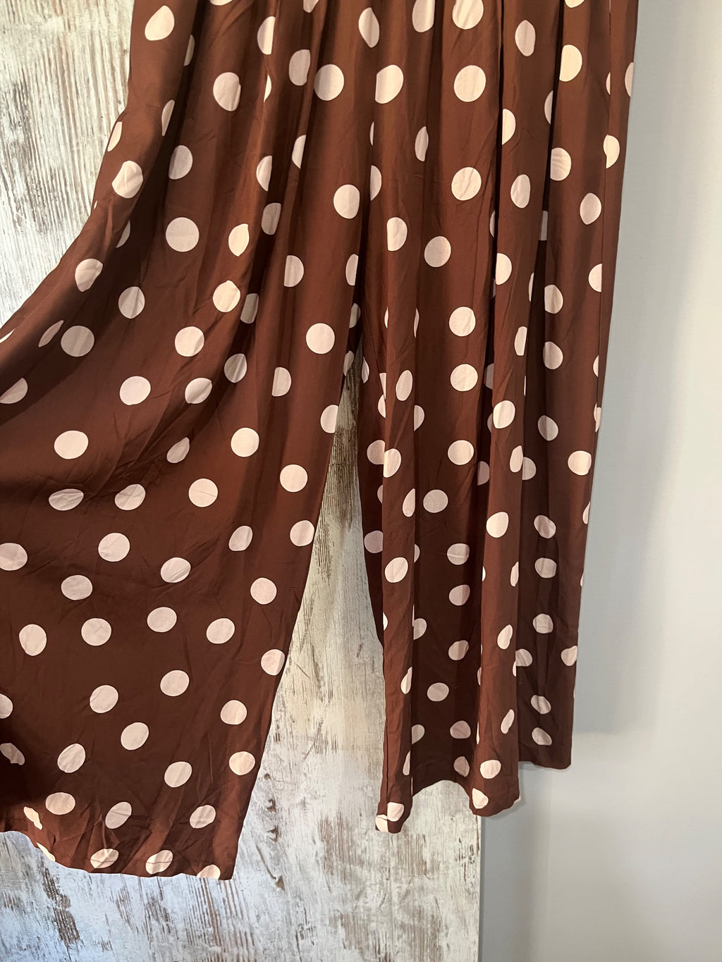 Whyte Valentyne Brown Polka Dot Palazzo Pants - Image 2
