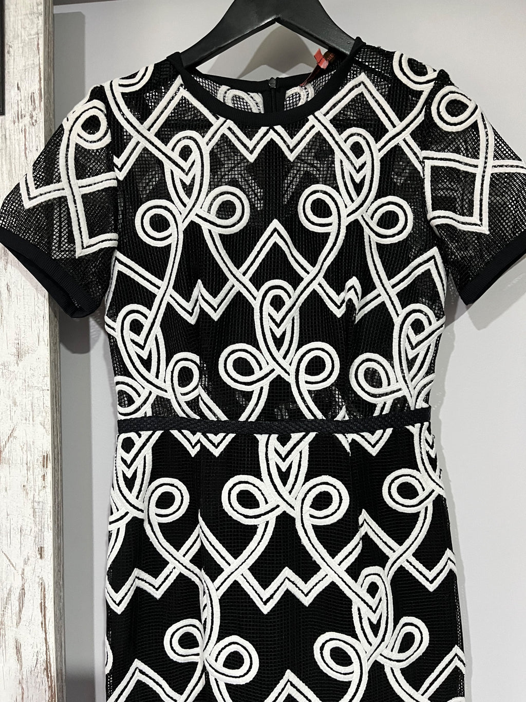Manning Cartell Black and White Geometric Embroidered Midi Dress - Image 2