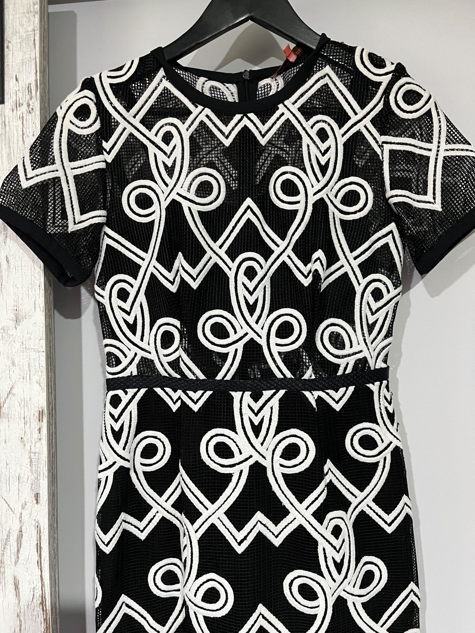 Manning Cartell Black and White Geometric Embroidered Midi Dress - Image 2