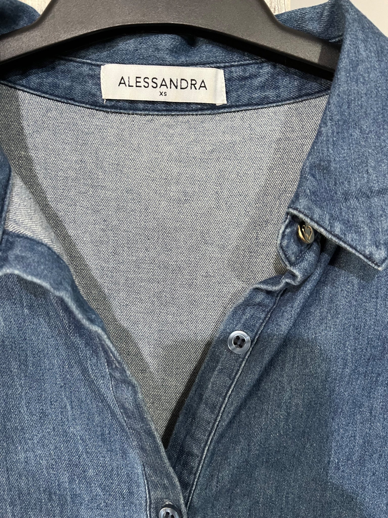 Alessandra Blue Denim Tiered Shirt Dress Size XS - Image 2