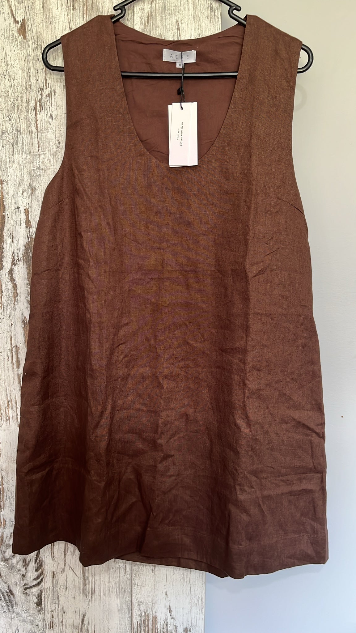 AERE Brown 100% Linen Sleeveless dress Size 12 New With Tags - Image 2