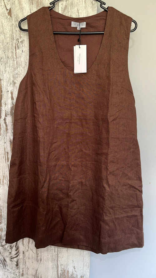 AERE Brown 100% Linen Sleeveless dress Size 12 New With Tags - Image 2