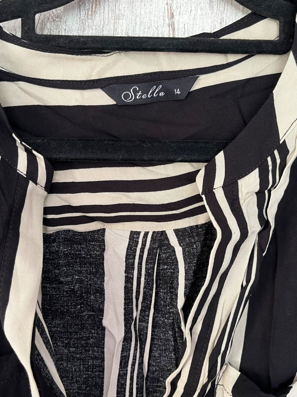 Stella Black And White Striped Shirt Dress Size 14 - Image 2