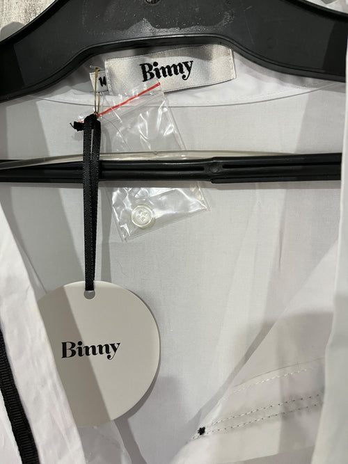 Binny White Cotton Shirt Dress With Black Striped Tie Detail Size 14 - Image 2