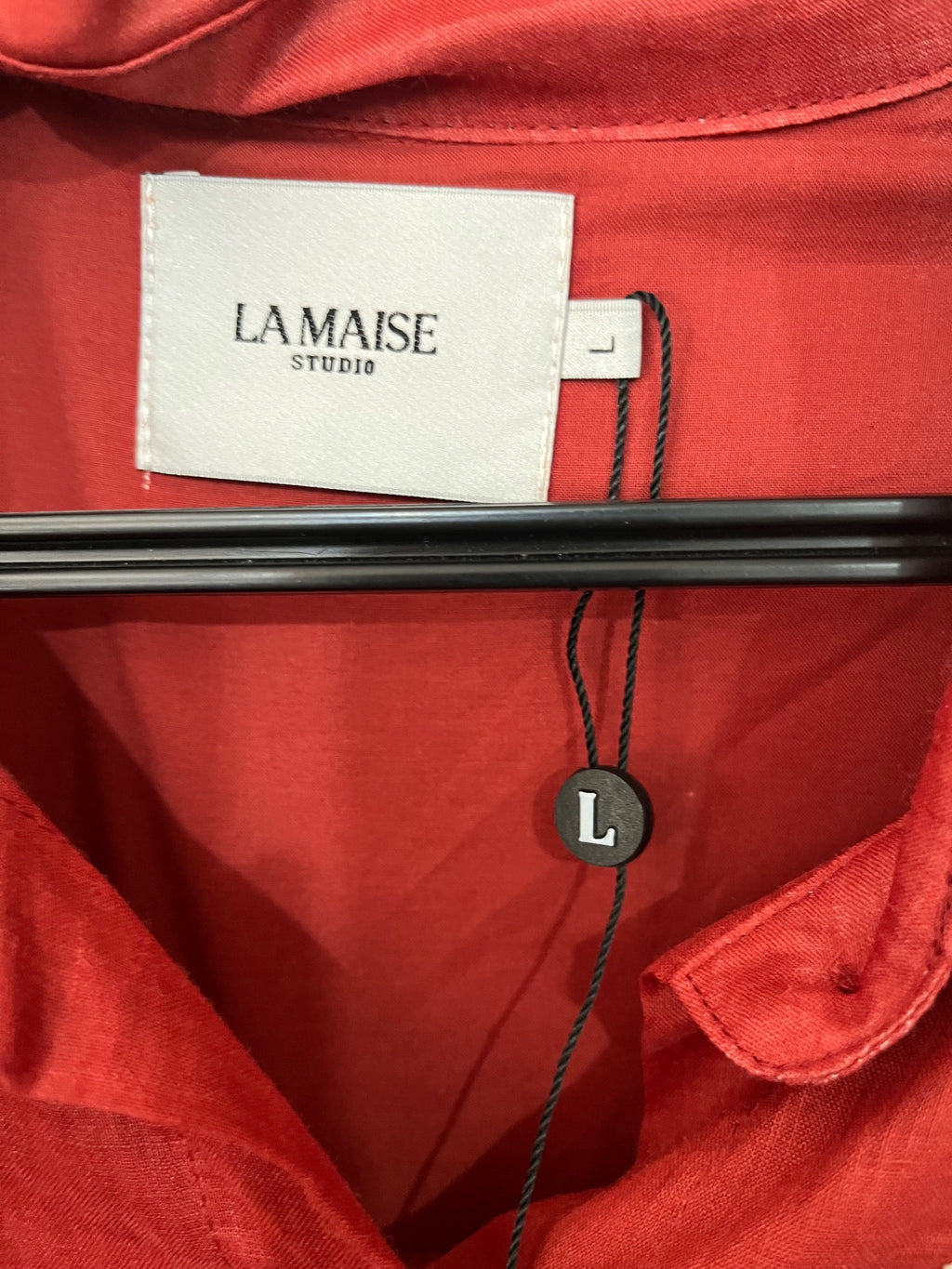 La Maise Studio Lyon Shirt Maxi Dress Rust Red Size L - Image 2