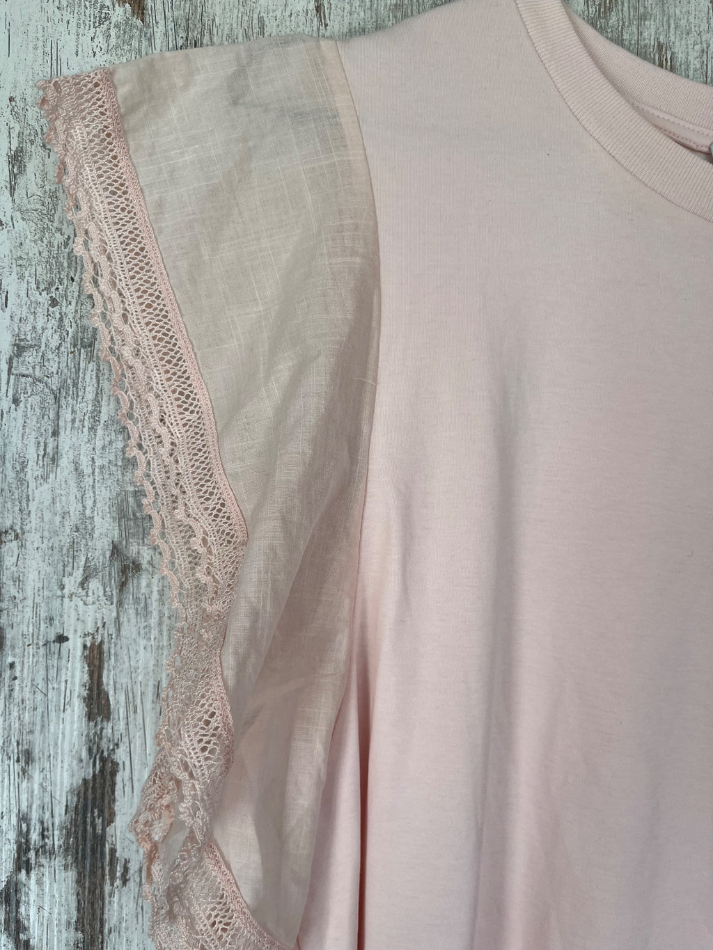 Witchery Pink Flutter Sleeve Lace Trim T-Shirt - Image 2