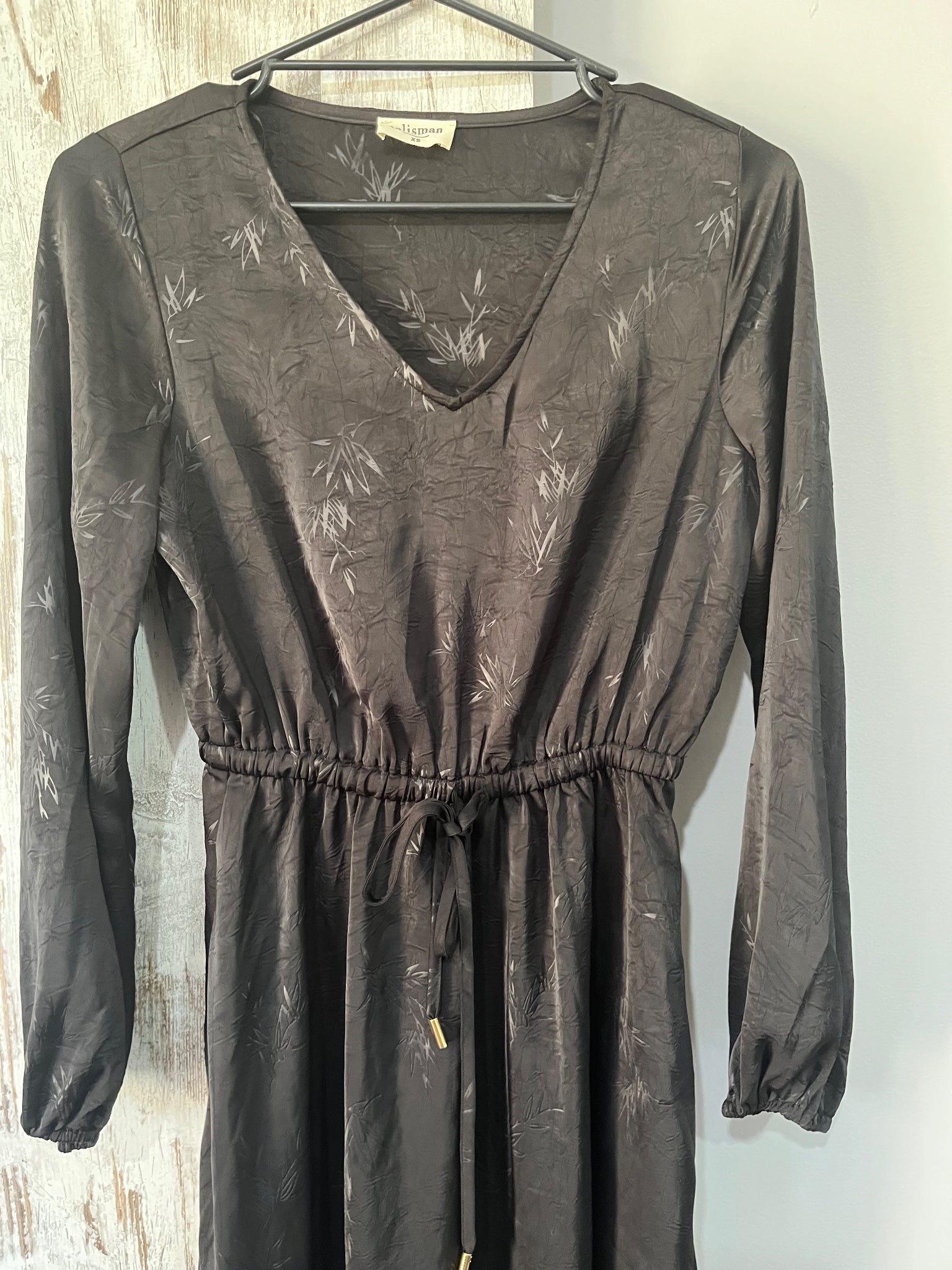 Talisman Black Floral Jacquard Long Sleeve Midi Dress - Image 2